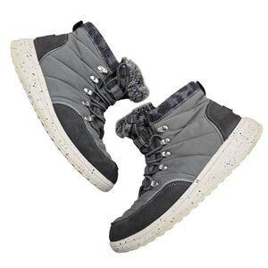 Hey Dude Brandy Grey Womens Boots Size 8 Lace Up Faux Fur Outdoor
